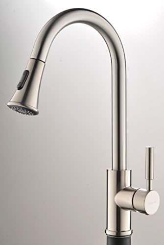 Vesla Best Modern American Single Handle Stainless Steel Brushed Neckel Pull Out Sprayer Prep Rinse Restaurant Commercial Kitchen Sink Faucets,Single Lever High Arc Bridge Faucet­