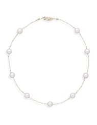 16 Inch 14K Yellow Gold Chain with 7mm Grade A Cultured Akoya Pearls