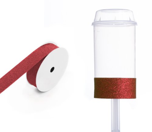 Dress My Cupcake DMC91903 Clear Push Pops 100-Pack Plastic Containers with Lid DIY Kit, Red Glitter