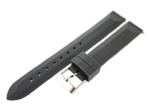 16mm Grey Rubber Watch Band / Strap (Quick Release Pins!) with Stainless Steel Buckle - Fit's All Watches!!!