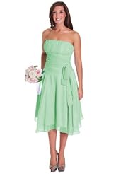 Strapless Chiffon/Knit Bridesmaid Dress  With a Sash 