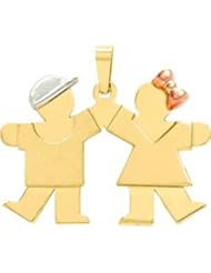 14K Tri Color Gold The Kids Small Boy & Girl Charm
