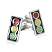 Red, Yellow, Green Stoplight Cufflinks in Silver with Presentation Box