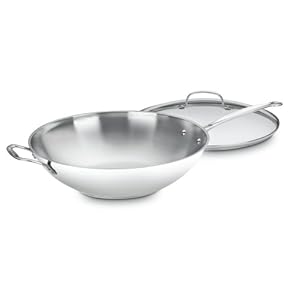 Cuisinart 726-38H Chef Classic Stainless 14-Inch Stir-Fry Pan with Helper Handle and Glass Cover