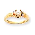 14k .02ct Diamond & Cultured Pearl BirthStone Ring