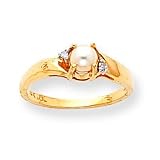 14k .02ct Diamond & Cultured Pearl BirthStone Ring