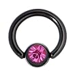 14 Gauge 5/16" Pink Austrian Crystal Black Titanium BCR Captive Ring