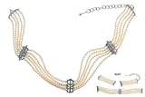 14K White Gold Five Strand Pearl and Diamond Choker/Bracelet Combo