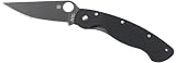 Spyderco Military Model G-10 Black Blade Plain Edge Knife, Black