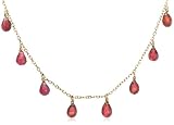 14k Yellow Gold, October Birthstone, Pink Tourmaline Briolette Station Necklace, 16