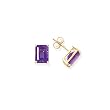14k Gold & Amethyst Rectangular Post Earrings