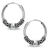 Sterling Silver Medium Bali Hoop Earrings SS HOOP EARRINGS