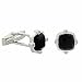 Sterling Silver Genuine Onyx Stone Simulated Diamond cz Small CuffLinks Cuff Link