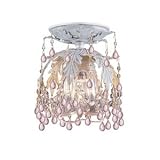 Crystorama 5230-AW-ROSA Melrose Collection 1-Light Flush Mount, Antique White Finish with Rose Murano Crystal Drops