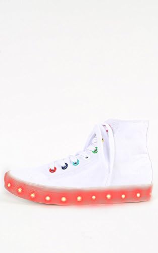 Womens Canvas Multicolor LED Lace Up Casual Sneakers WHITE 10 New: In Box