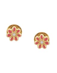 Baby GirlS Flower Shaped Earrings in Gold - 14kt Yellow - Post with Backs