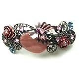 Pink Color Austrian Rhinestone Victorian Style Rose Hair Barrette