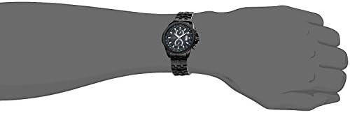 Uniprod Men's Stainless Steel Quartz Sport Round Watch Water Resistant Wrist Watch (Black)