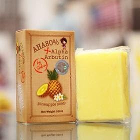 100 G.Alpha Arbutin Whitening Herbal Pineapple Soap AHA 80%Skin Lightening