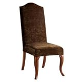 Truffle Slipcovered High Camel Back Armless Dining Chair