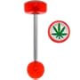 Red Acrylic HEMP LEAF Logo Barbell Tongue Ring
