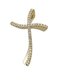 CleverEves 14K Yellow Gold .38 Ct Tw Diamond Cross Pendant
