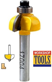Workshop Tools 1/4" Radius Cove Router Bit w/ 3/8" Bearing, 1/4" Shank - 17004