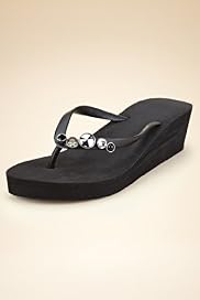 Mid Heel Jewel Embellished Flip-Flops