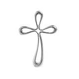Sterling Silver Open Abstract Curved Cross Pendant