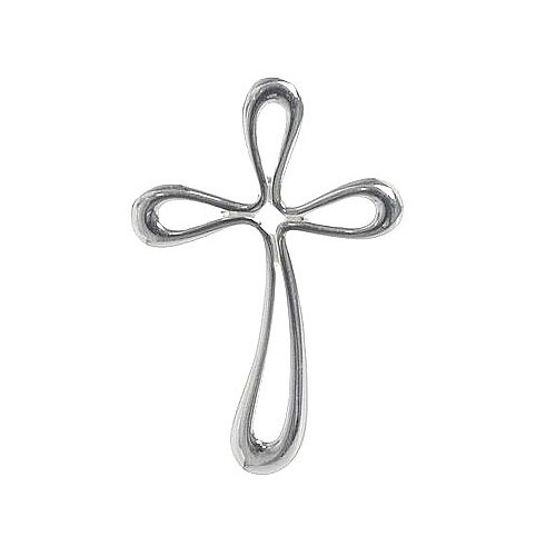 Sterling Silver Open Abstract Curved Cross Pendant