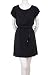 Wanna V. Braided Belt V-Back Short Sleeve Side Pockets Cinched Waist Short Dress Black Medium