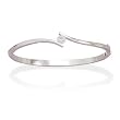 Rhodium Plated Bangle Bracelet with 5mm CZ