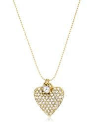Betsey Johnson Gold-Tone Crystal Heart Pendant Necklace