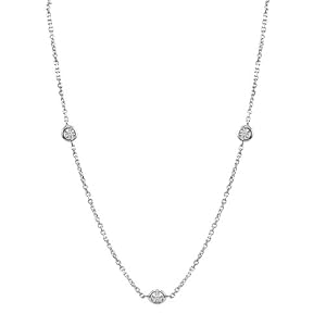 14k Yellow Gold Diamond Station Necklace (1 4 cttw, H-I Color, I1 Clarity), 18 by Amazon.com Collection