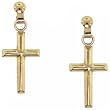New 14KT Yellow Gold Dangle Cross Earrings