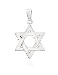 Alexander James White Gold Rhodium Bonded Pendant with a Star of David Design in Silvertone
