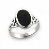 Sterling Silver Black Onyx Celtic Knot Ring (Size 5,7,8,9,10)
