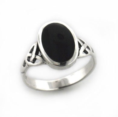 Sterling Silver Black Onyx Celtic Knot Ring
