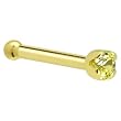 Solid 18KT Yellow Gold (November) 1.5mm Genuine Yellow Diamond Nose Bone - 18 Gauge