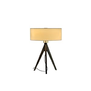 Nova Lighting 10736 Tripod Table Lamp, Dark Wiped Wood and Brushed Nickel with White Linen... by 