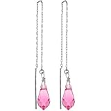 Rose SWAROVSKI CRYSTAL Tear Drop Threader Earrings