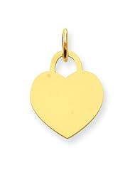 14k Gold Heart Disc Charm