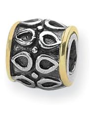 Barrel Bali Charm in Silver and Yellow Gold for 3mm Bracelets