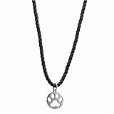 Paw Print Necklace Sterling Silver on Satin Twist Adjustable Cord for Dog Lovers and Cat Lovers by Ashley & Co. Paw Print Jewelry