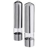 Cookworks Stainless Steel Electric Salt & Pepper Mill Set (A Pair of Salt & Pepper Electric Grinder)