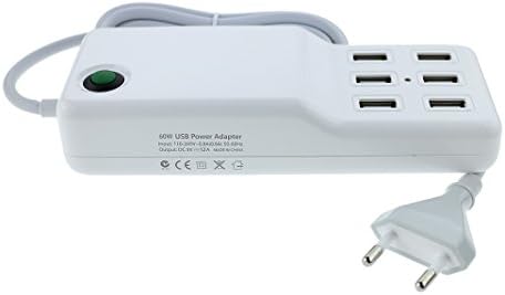 JiaMao Utility Convenience Powerful USB Desktop Charger 1.5m Line/6-ports White for Samsung Galaxy S3 /S4 /S4 Mini /S5 Note 2 /3/4 /Mega 5.8 6.3/Grand 2,iPhone 4/ 4S /5 /5C/ 5S /6/6 Plus,HTC One M4 MINI/ M8 /M7,Motorola Moto G,Sony Xperia Z/ Z1 /Z1S /Z2/ Z3,LG G2/ G3/ G2 MINI /G3 MINI,PSP,etc