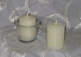100% Beeswax Candles - Set of 4 Hand Rolled Votives in IVORY - *Candle holder is for display purposes only*