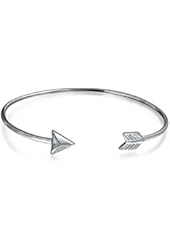 Bling Jewelry 925 Sterling Rhodium Plated Adjustable Arrow Stackable Bangle
