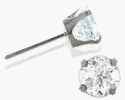Childrens Toyshop  Jewelry : Genuine 2.5mm White Topaz 14 Karat White Gold Round Earrings