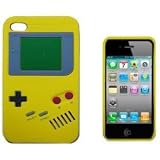 Yellow Nintendo Game Boy Gameboy Style Silicone Case Cover for Verizon AT&T Sprint Apple Iphone 4 4S + Microfiber Pouch Bag